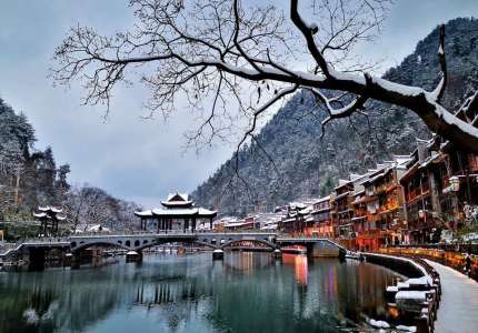 Bức tranh mùa đông cổ trấn Trung Quốc